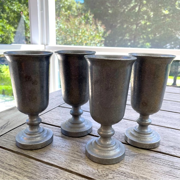 Dining Vintage Pewter Chalice Drinking Goblets Set Of 4 Poshmark